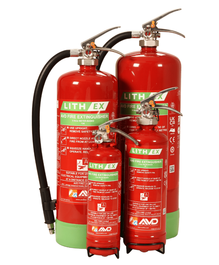 AVD Lith-Ex lithium battery fire extinguisher range